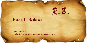 Rozsi Baksa névjegykártya